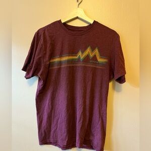 Prana Mens T Shirt SZ M Maroon Burgundy Short Sleeve Cotton